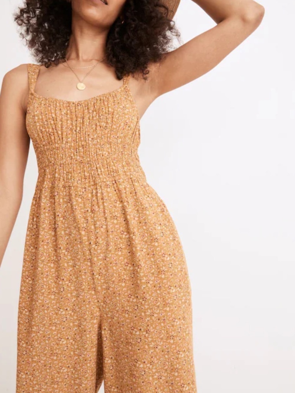Madewell Sophia Tank Wide-Leg Jumpsuit in Florentine Floral Sahara Sand Size XS